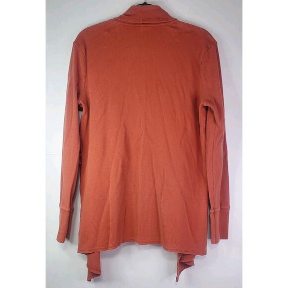 Merona Red Orange Waffle Knit Open Front Cardigan Large - Picture 2 of 11